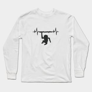 Gibbon heartbeat ECG primate motif monkey Long Sleeve T-Shirt